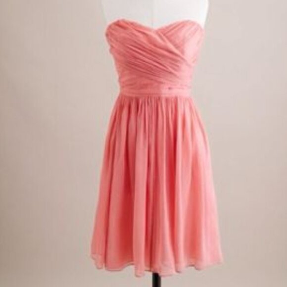NWT J.Crew Coral Chiffon Silk Arabelle dress women's size Medium (M1)